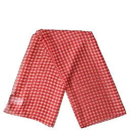 White Red Check Silk Wrap Foulard 140cm x 136cm Scarf