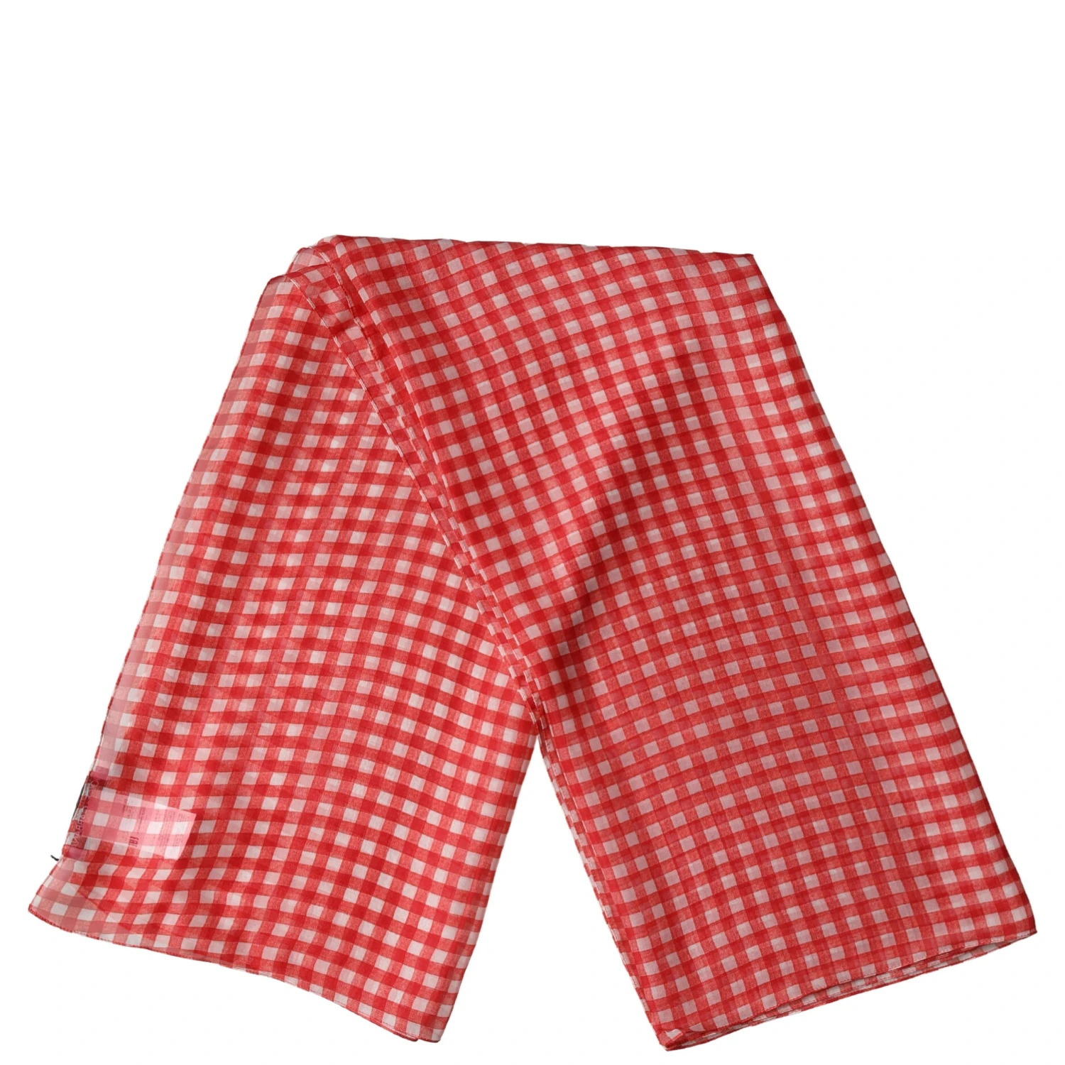 White Red Check Silk Wrap Foulard 140cm x 136cm Scarf