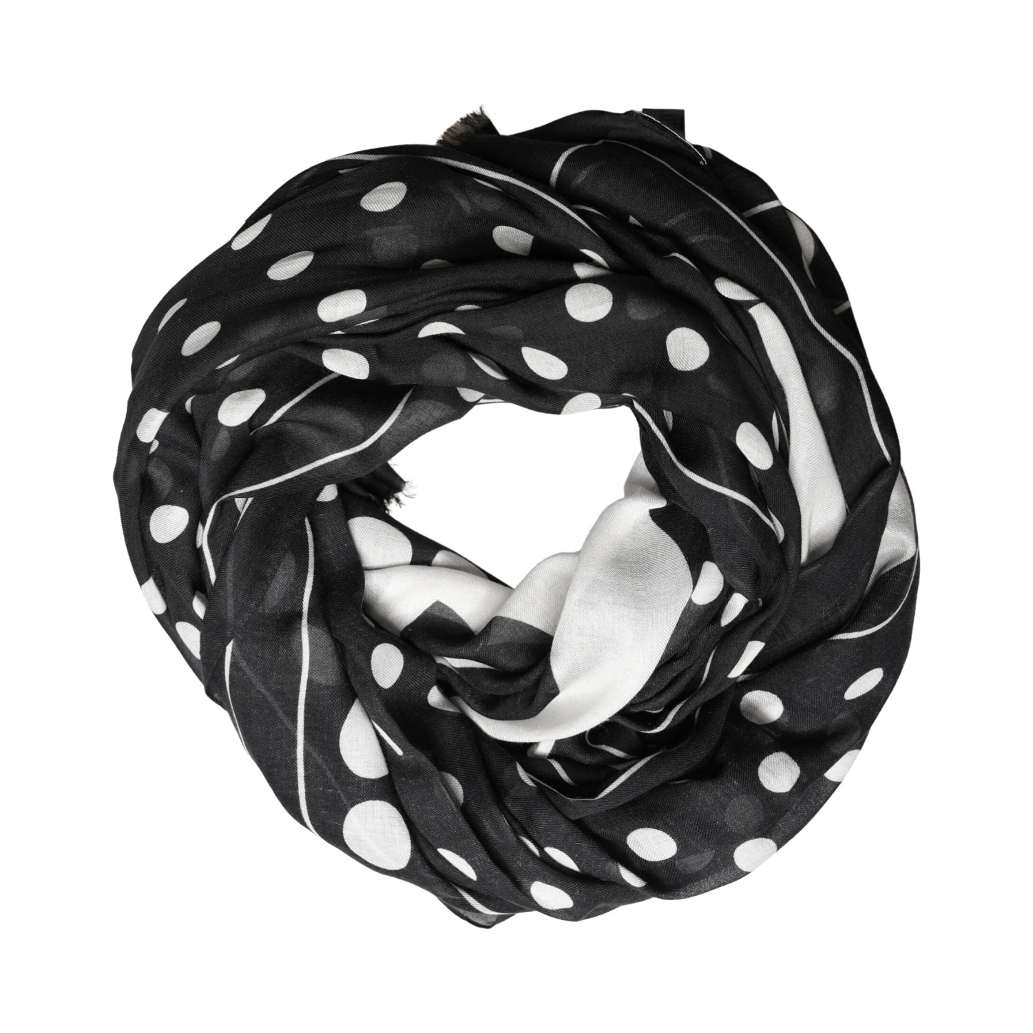Black White Polka Dot Logo Stole Wrap 188cm x 116cm Scarf