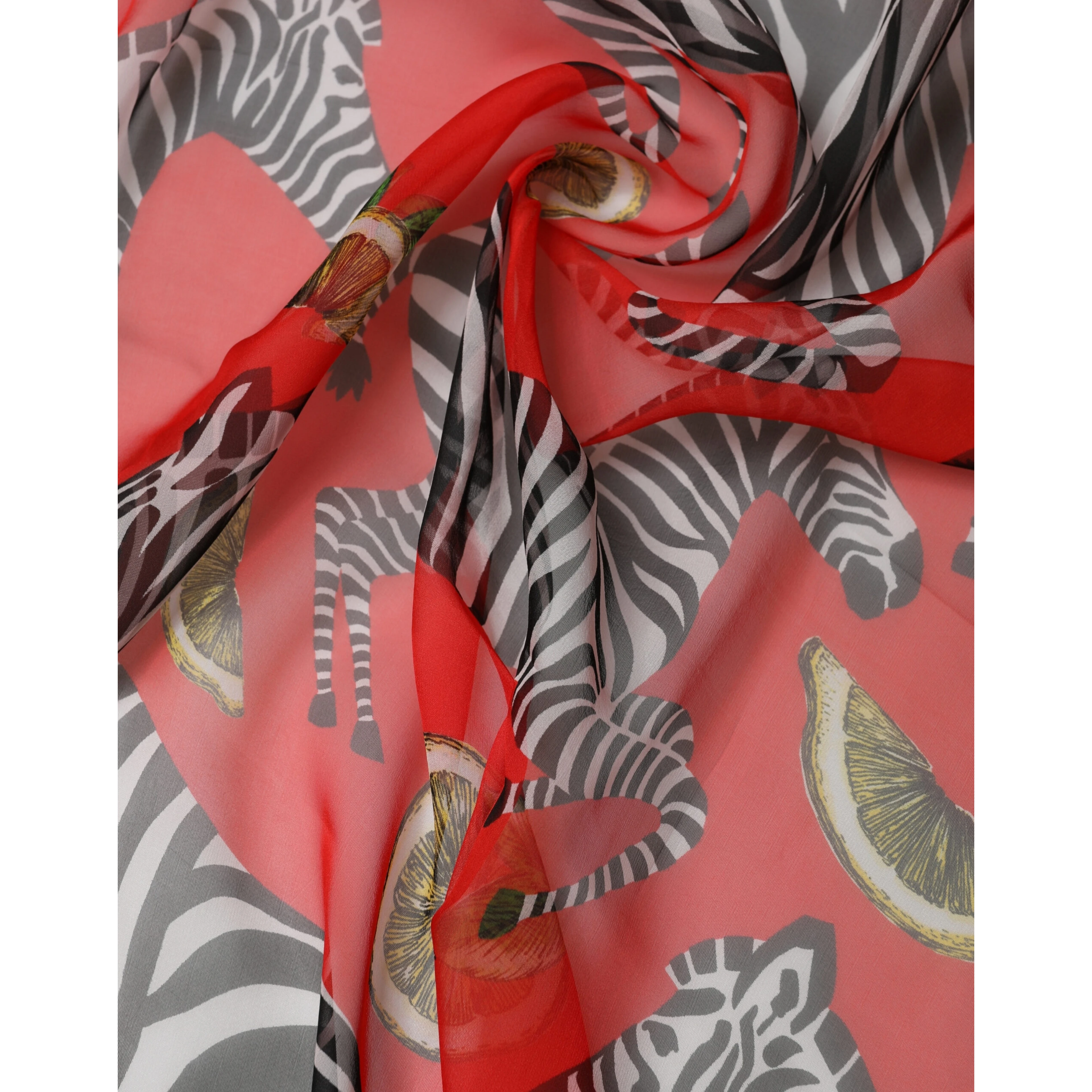 Red Zebra Print Silk Wrap Shawl Stole 200cm x 132cm Scarf