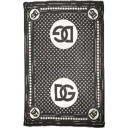 Black White Polka Dot Logo Stole Wrap 188cm x 116cm Scarf