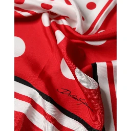 Red White Polka Dot Square Foulard 90cm x 88cm Scarf