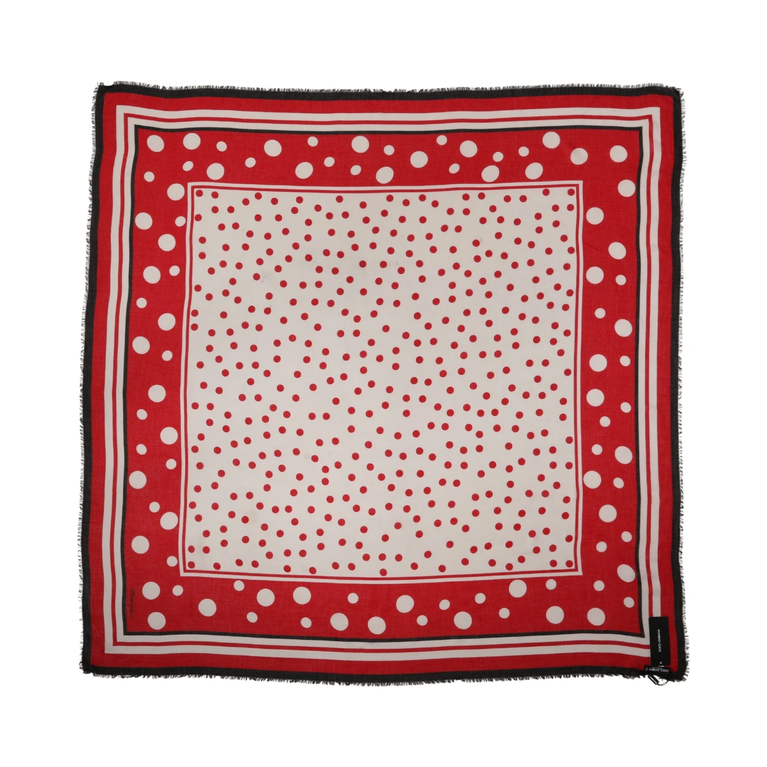 Red Polka Dot Print Square Stole 130cm x 130cm Scarf