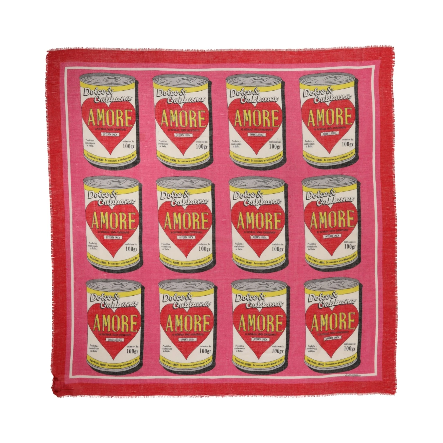 Pink DG Amore Print Neck Square Shawl 140cm x 140cm Scarf