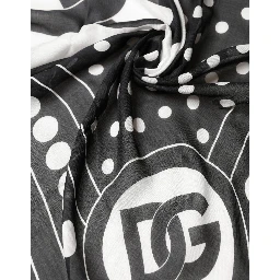 Black White Polka Dot Logo Stole Wrap 188cm x 116cm Scarf