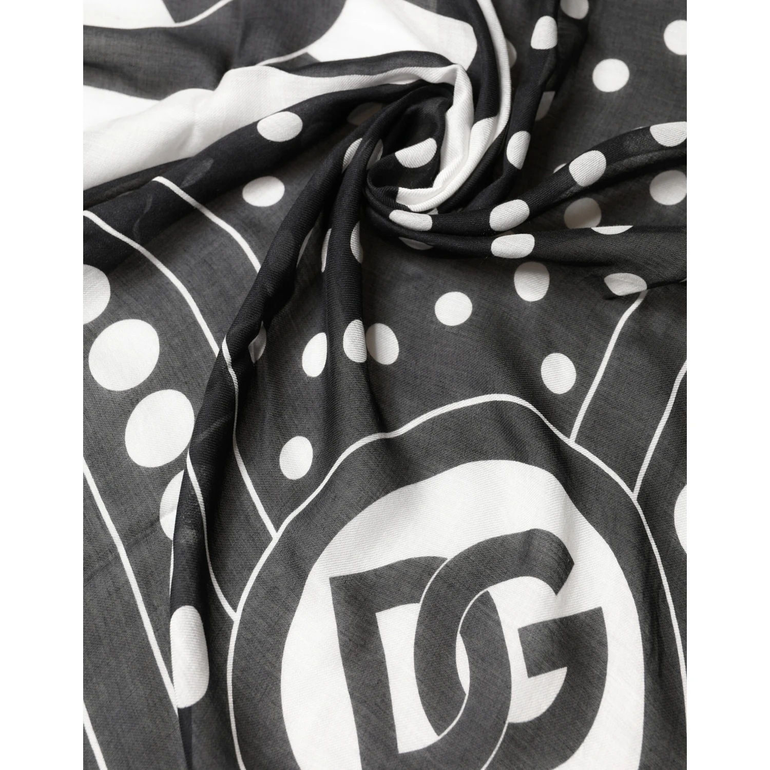 Black White Polka Dot Logo Stole Wrap 188cm x 116cm Scarf
