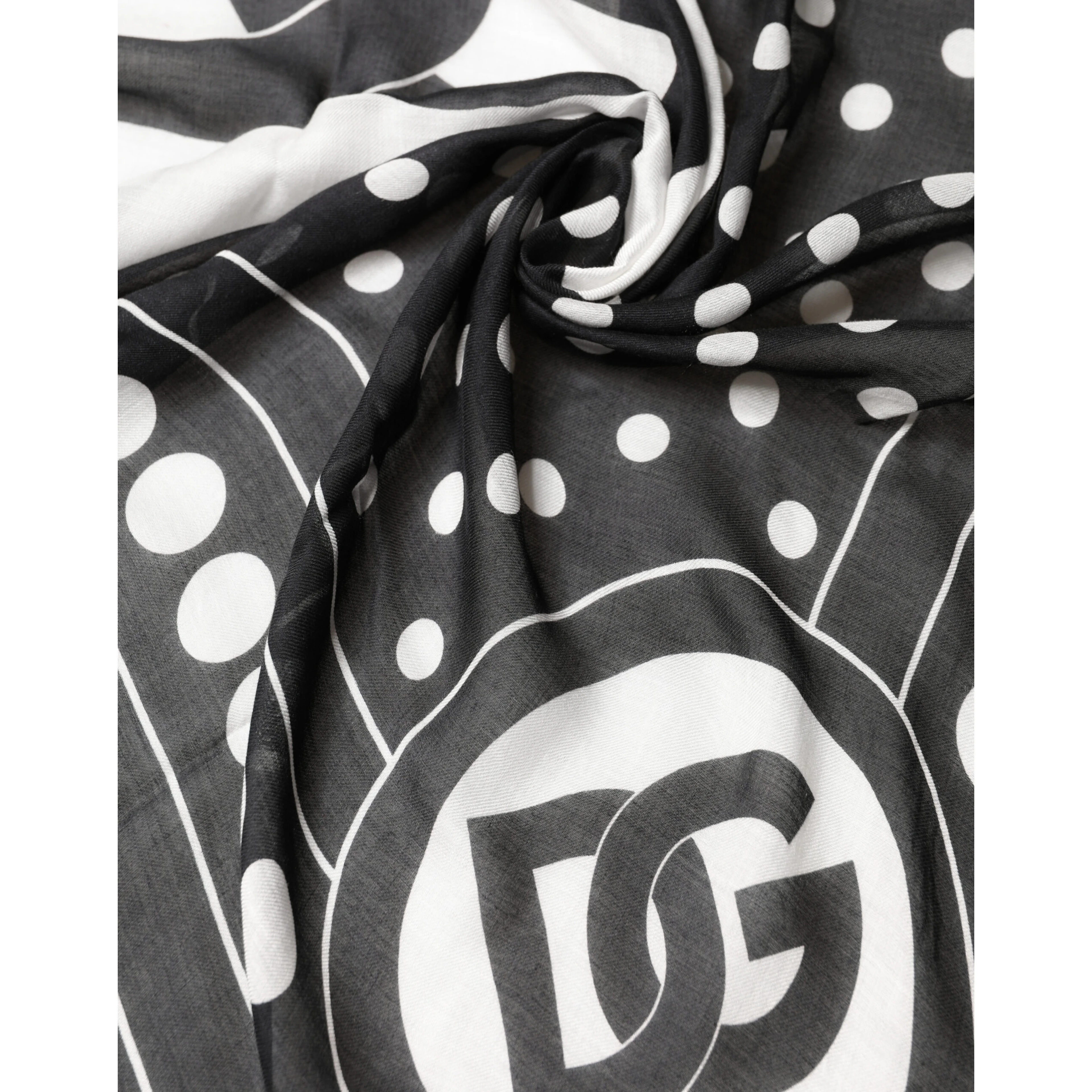 Black White Polka Dot Logo Stole Wrap 188cm x 116cm Scarf