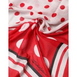 Red Polka Dot Print Square Stole 130cm x 130cm Scarf