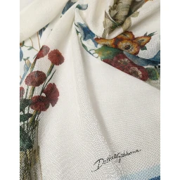 White Flower Vase Cashmere Stole Wrap 132cm x 128cm Scarf
