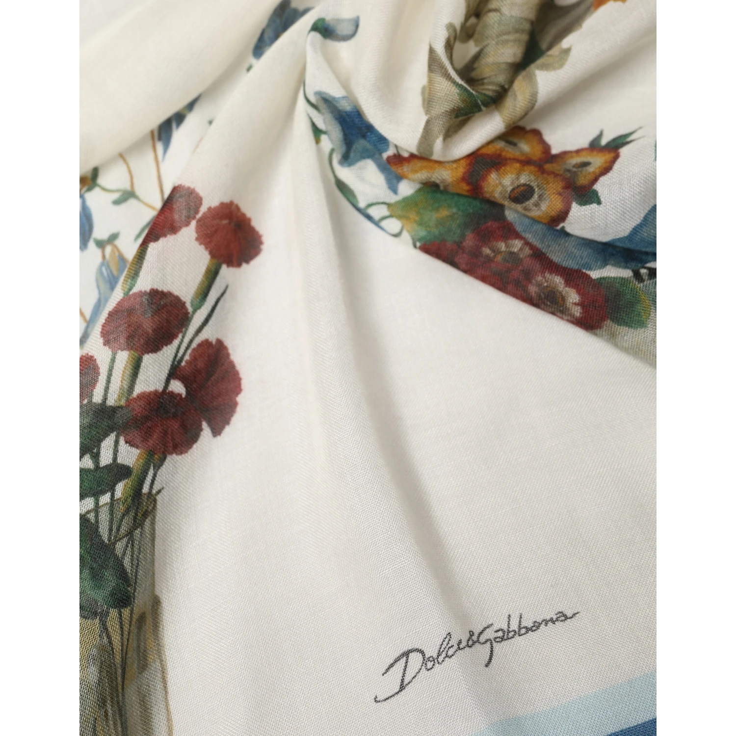 White Flower Vase Cashmere Stole Wrap 132cm x 128cm Scarf