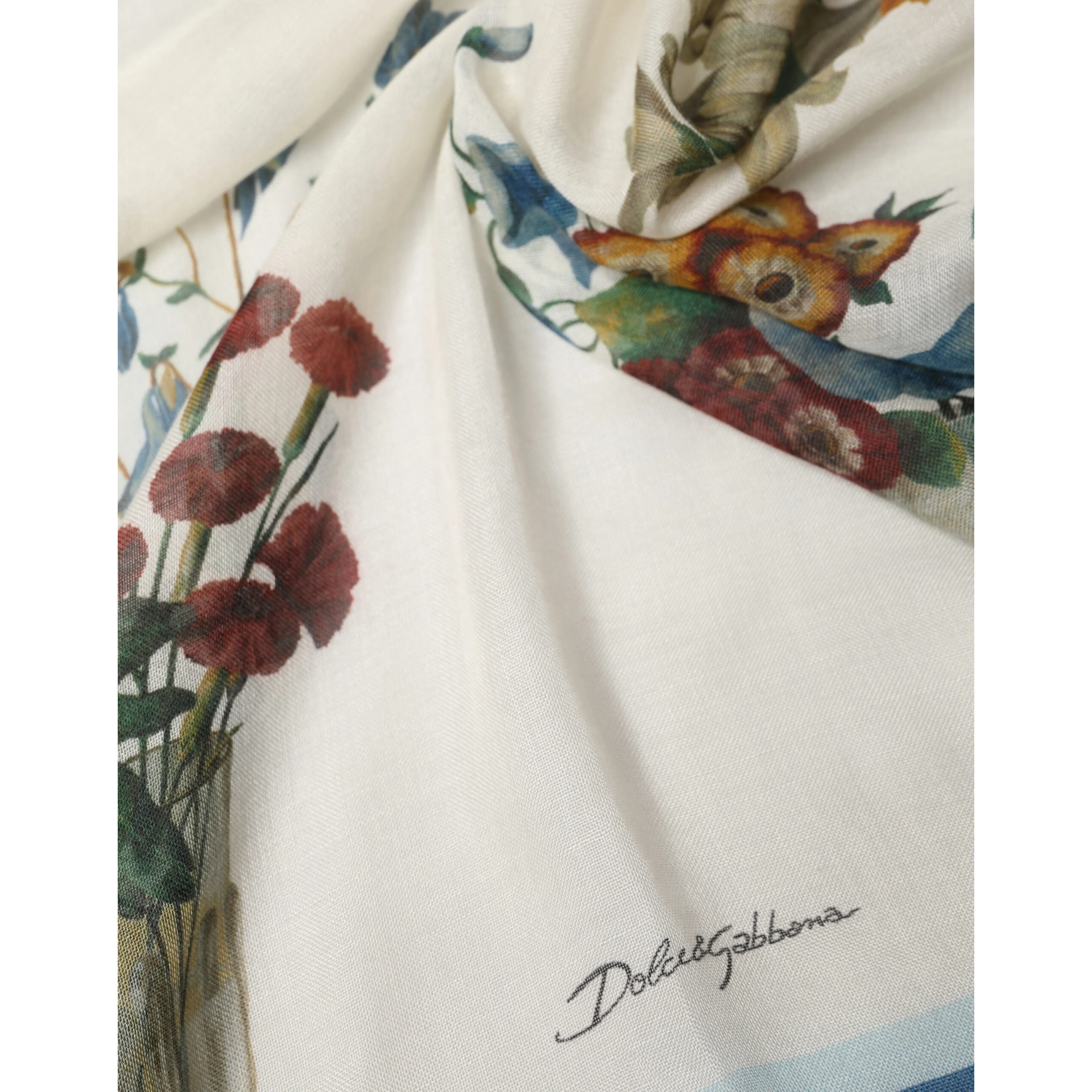 White Flower Vase Cashmere Stole Wrap 132cm x 128cm Scarf