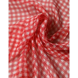 White Red Check Silk Wrap Foulard 140cm x 136cm Scarf