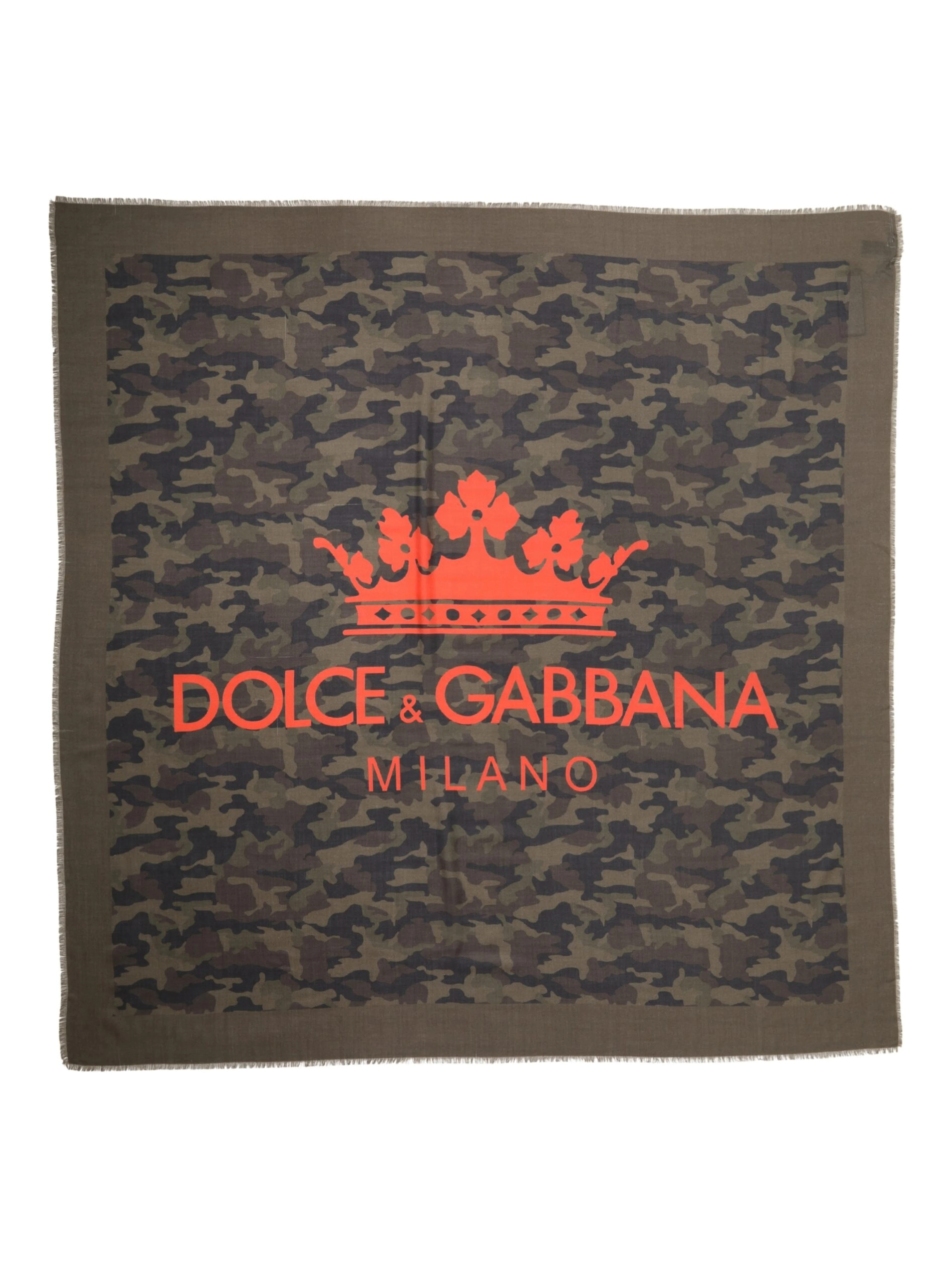 Green Camouflage Logo Cashmere 138cm x 137cm Men Scarf