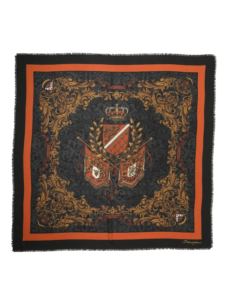 Multicolor Crest Print Cashmere 272cm x 132cm Men Scarf