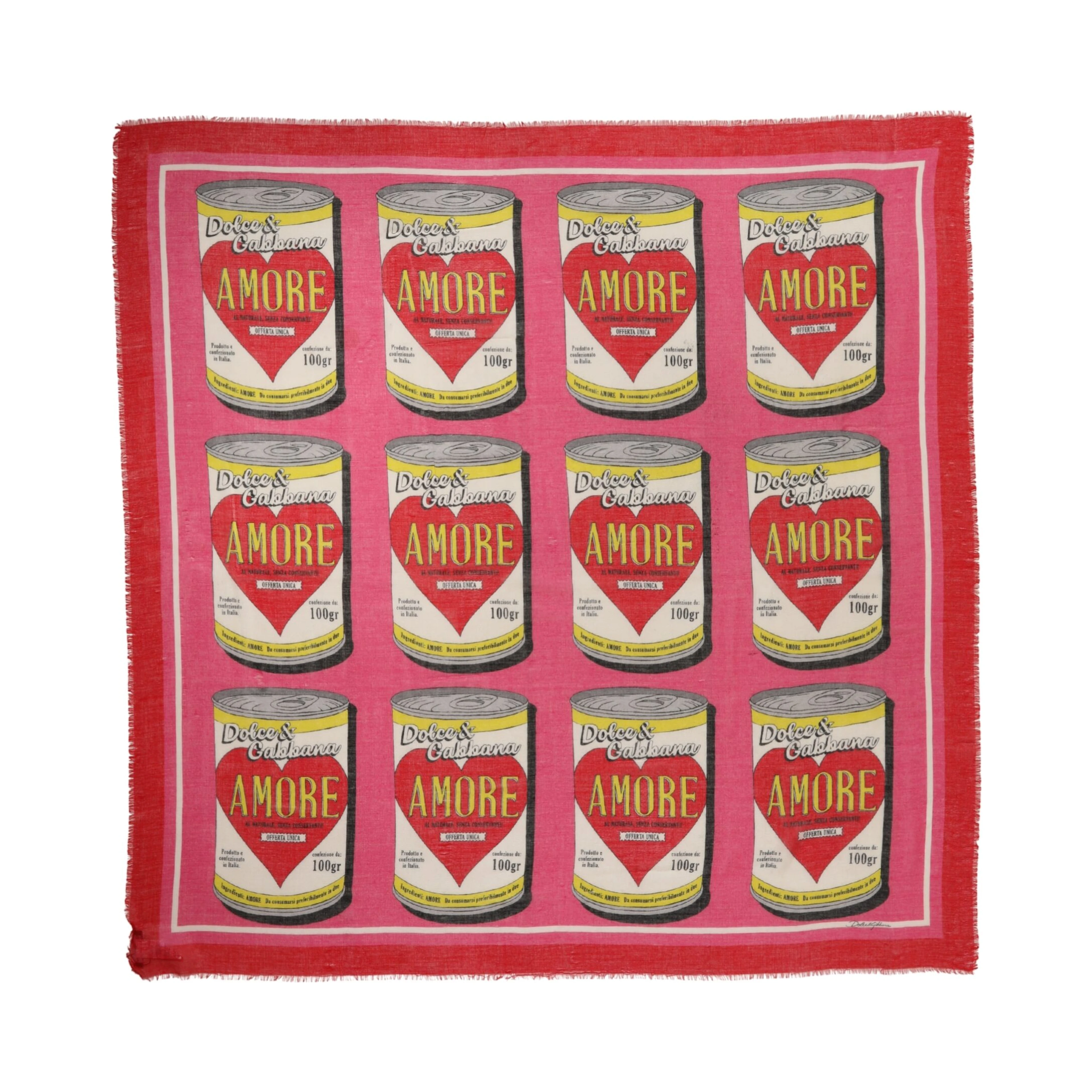 Pink DG Amore Print Neck Square Shawl 140cm x 140cm Scarf