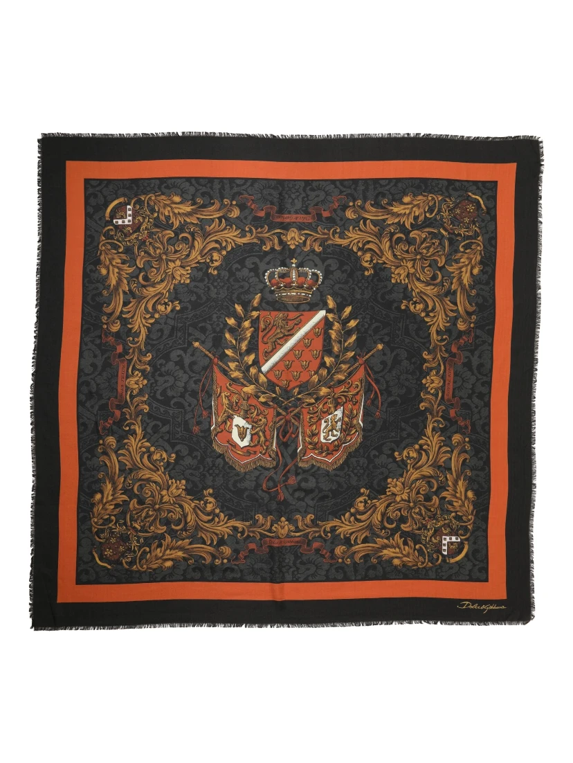 Multicolor Crest Print Cashmere 272cm x 132cm Men Scarf