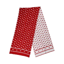 Red White Logo Print Foulard 201cm x 40.5cm  Men Scarf