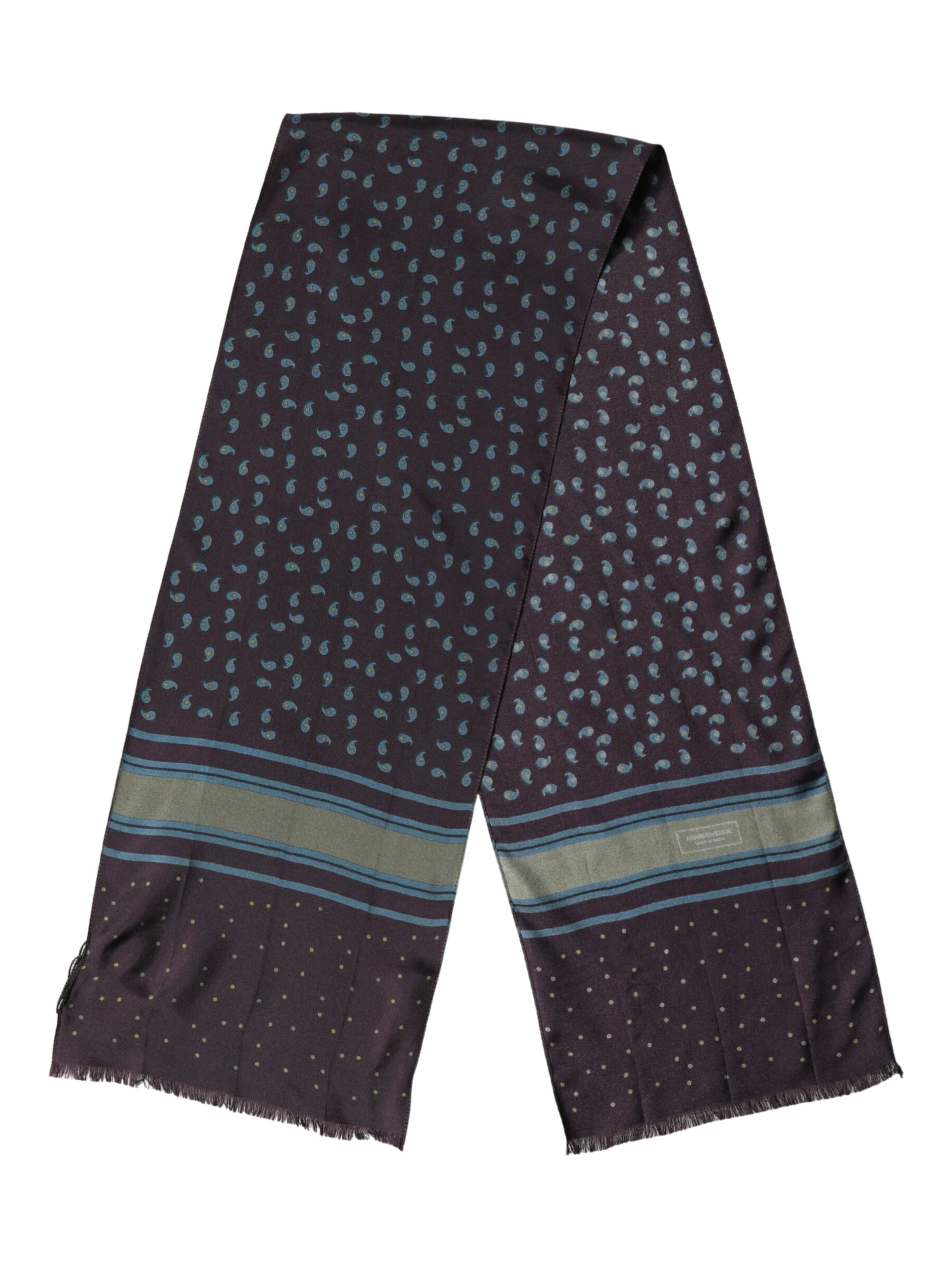Men Scarf Maroon Patterned Silk Neck Foulard 132cm x 33cm