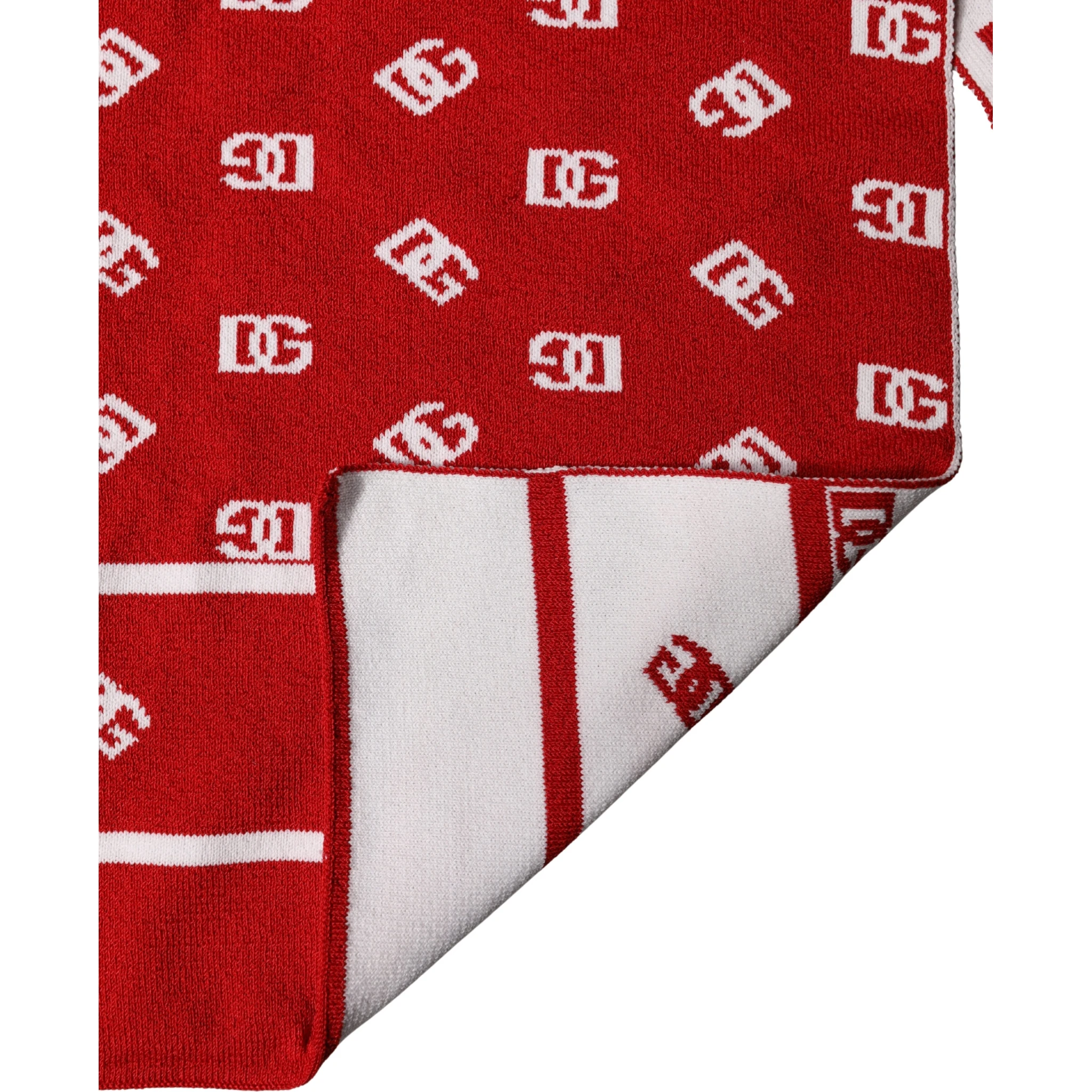 Red White Logo Print Foulard 201cm x 40.5cm  Men Scarf