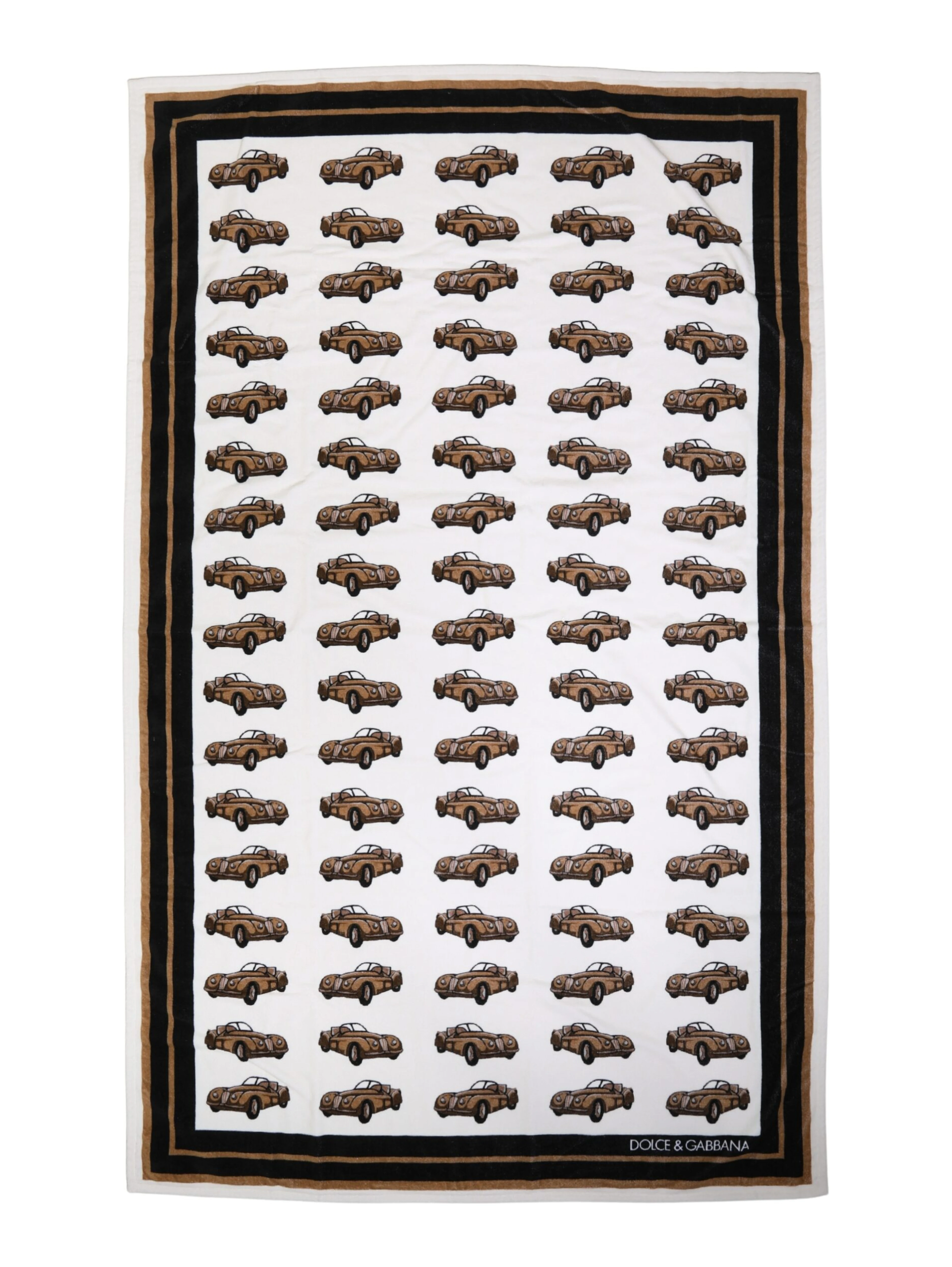 Towel White Cotton Car Graphic Print 115cm x 180cm Beach