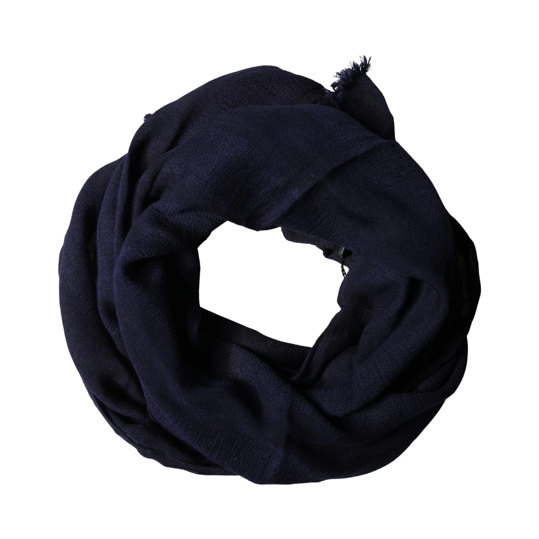 Dark Blue Wool Knit Unisex Wrap Fringe Shawl 170cm x 60cm Scarf