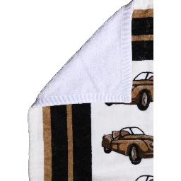 Towel White Cotton Car Graphic Print 115cm x 180cm Beach