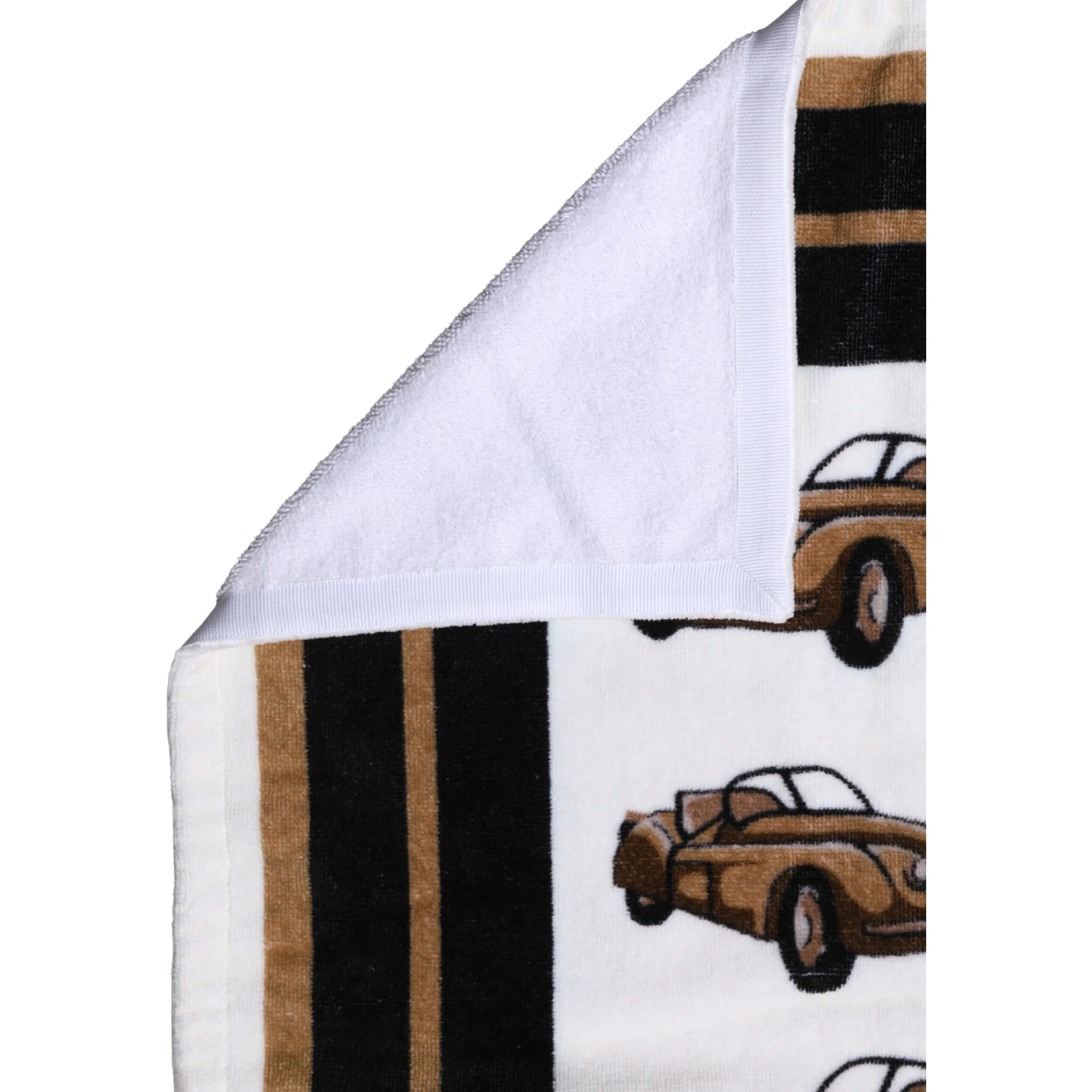 Towel White Cotton Car Graphic Print 115cm x 180cm Beach