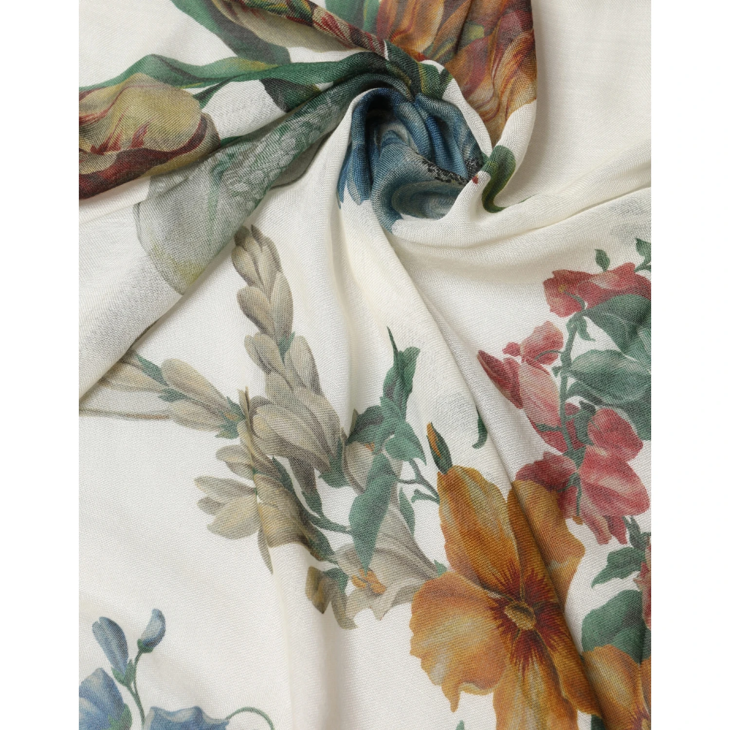White Flower Vase Cashmere Stole Wrap 132cm x 128cm Scarf