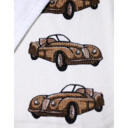 Towel White Cotton Car Graphic Print 115cm x 180cm Beach