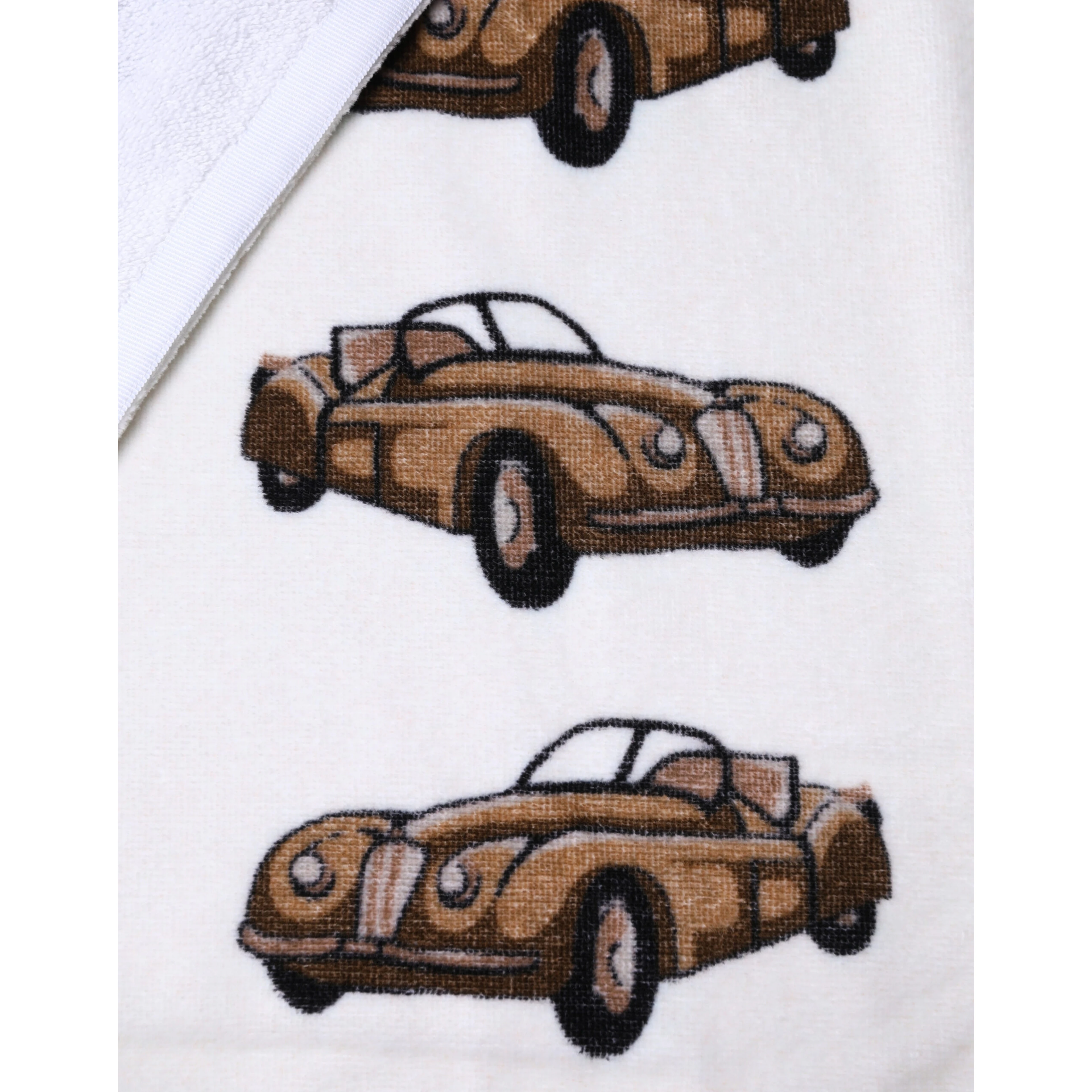 Towel White Cotton Car Graphic Print 115cm x 180cm Beach
