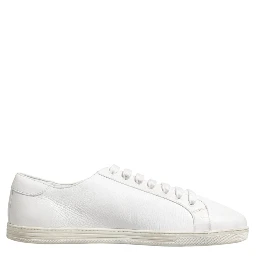 White Bianco Leather Men Low Top Sneakers Shoes
