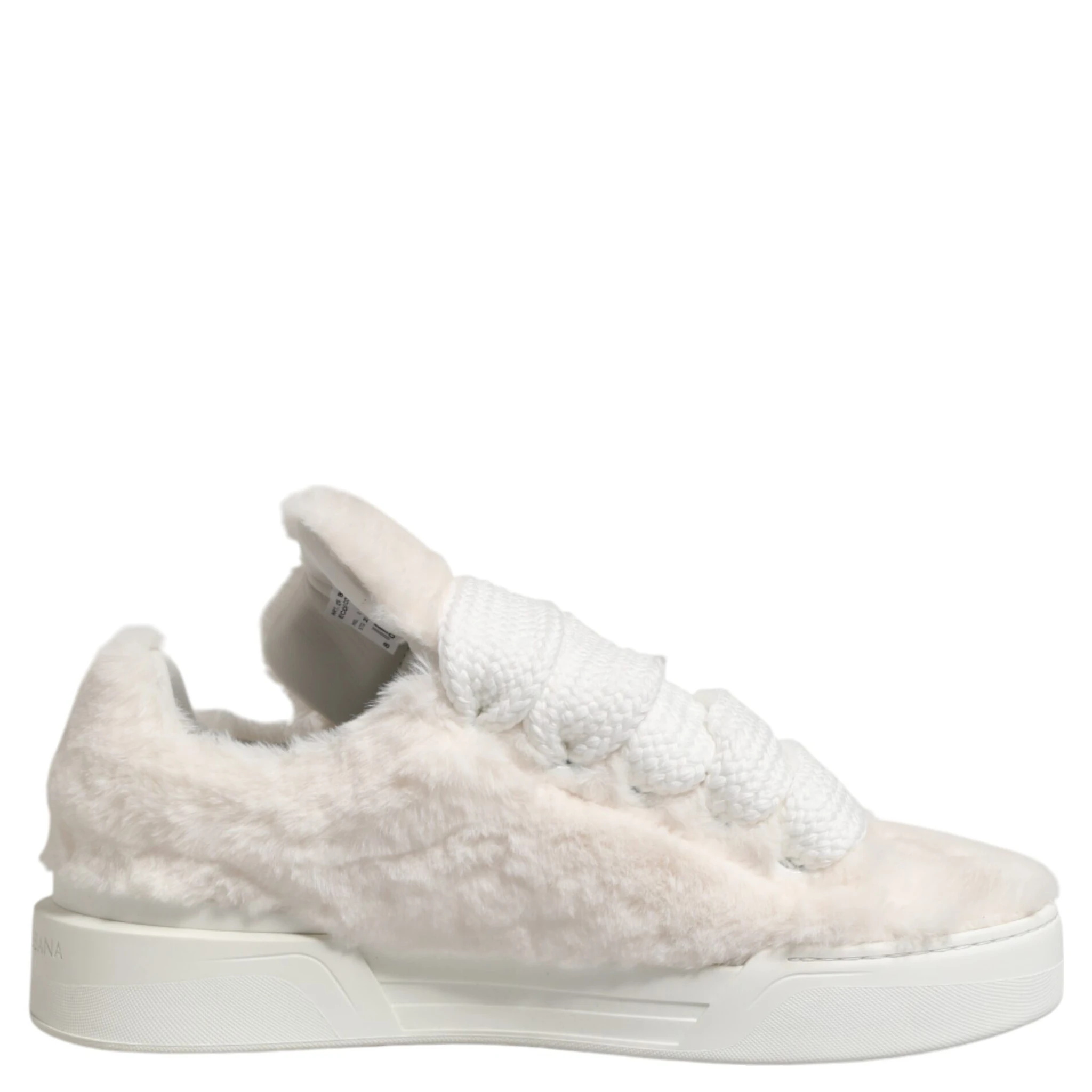 White Shearling Fur Bianco Low Top Sneakers Shoes
