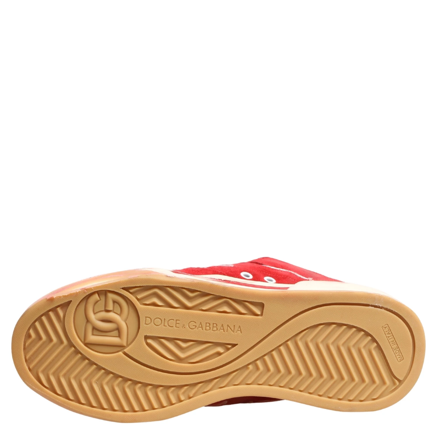 Red White Suede DG Logo Low Top Sneakers Shoes