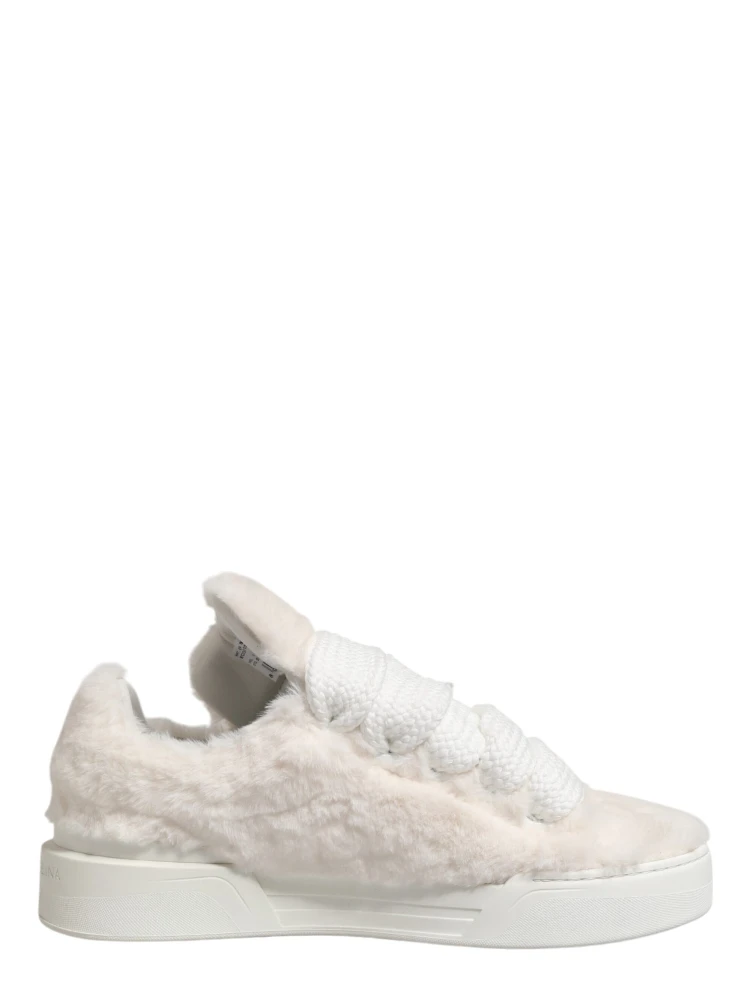 White Shearling Fur Bianco Low Top Sneakers Shoes alternative