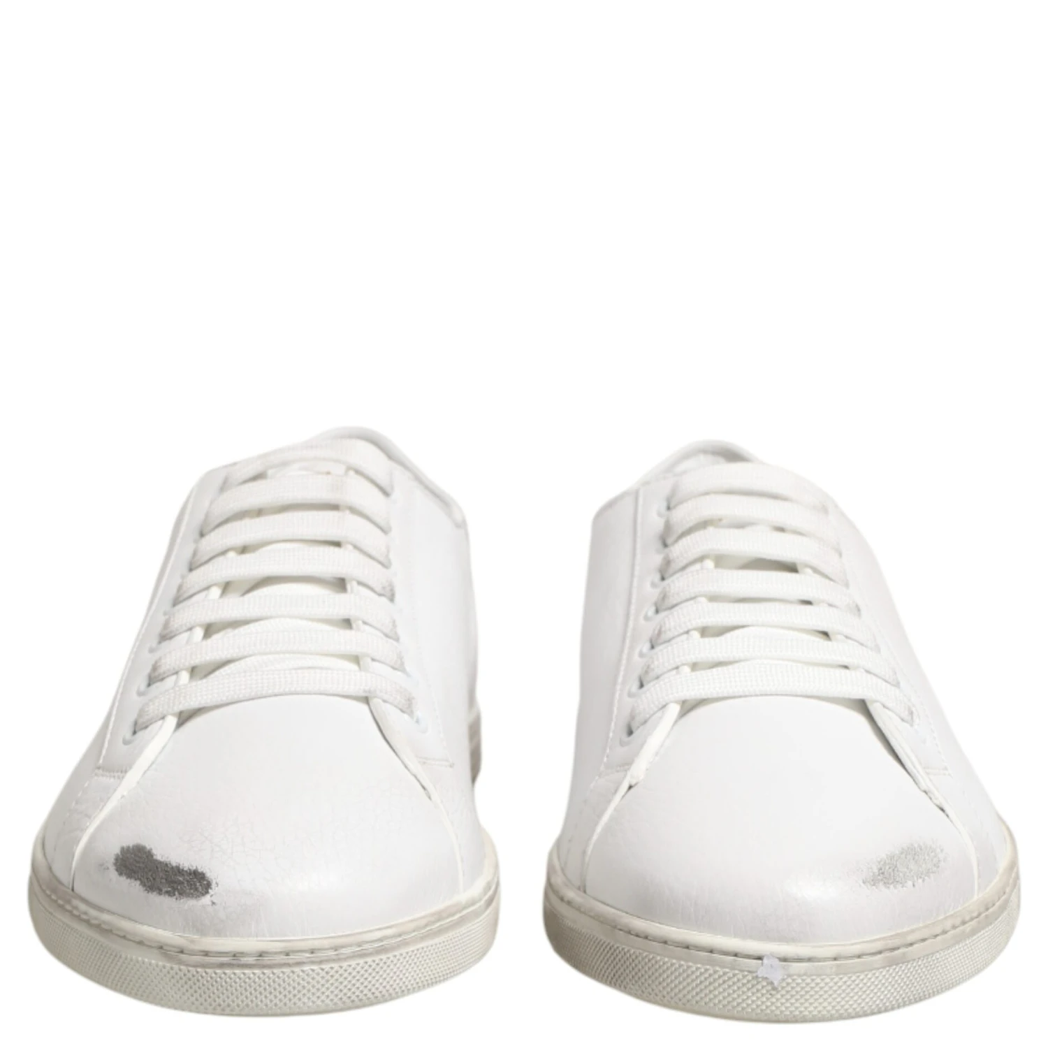 White Bianco Leather Men Low Top Sneakers Shoes