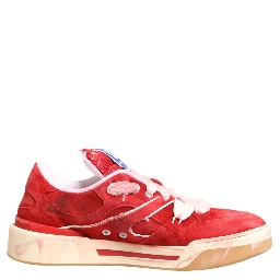 Red White Suede DG Logo Low Top Sneakers Shoes