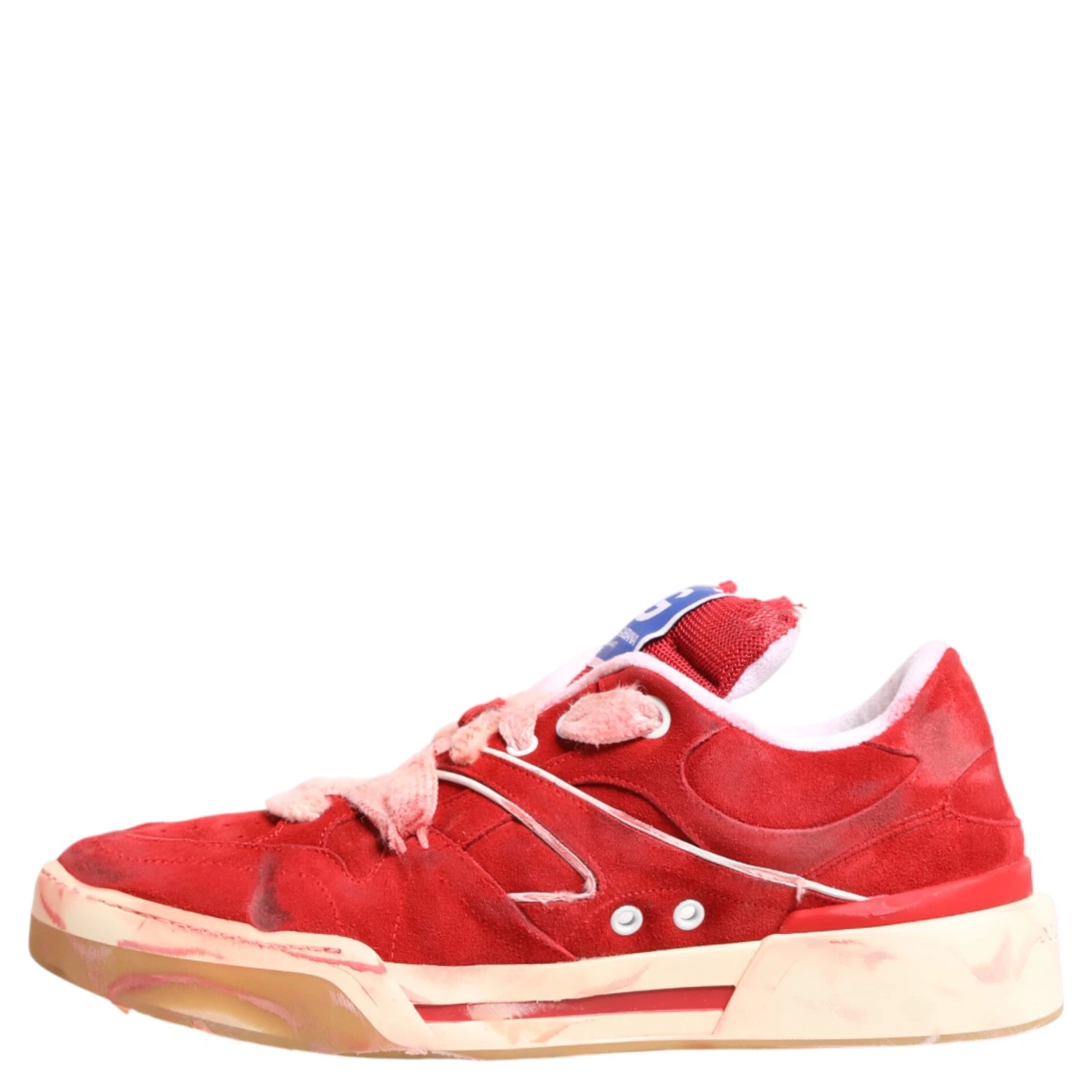 Red White Suede DG Logo Low Top Sneakers Shoes