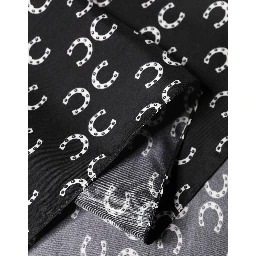 Black Horseshoe Silk Neck Foulard 136cm x 23cm Men Scarf