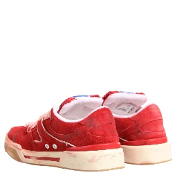 Red White Suede DG Logo Low Top Sneakers Shoes