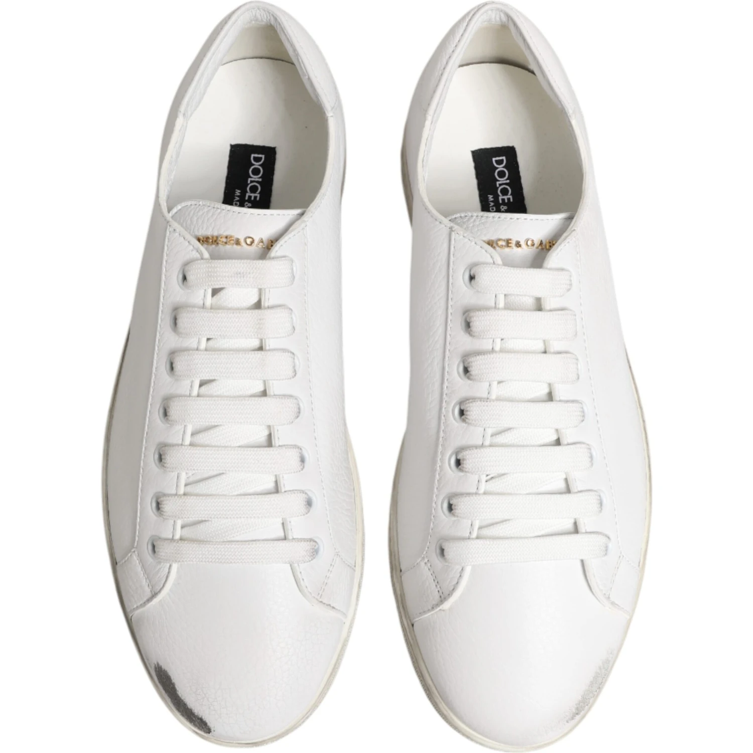 White Bianco Leather Men Low Top Sneakers Shoes