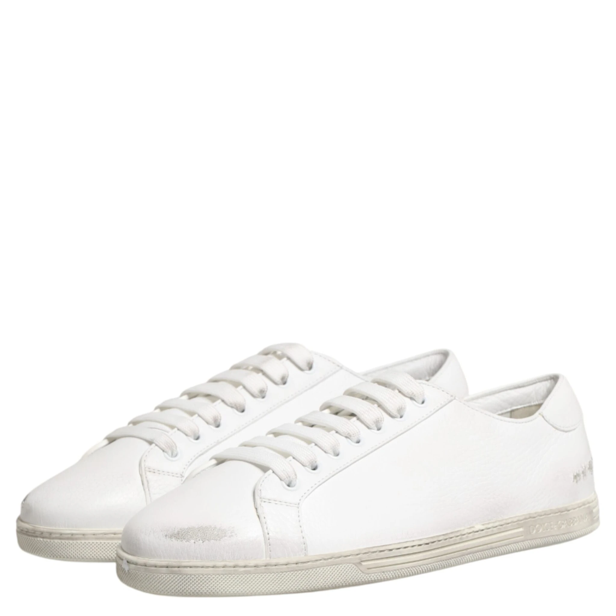 White Bianco Leather Men Low Top Sneakers Shoes