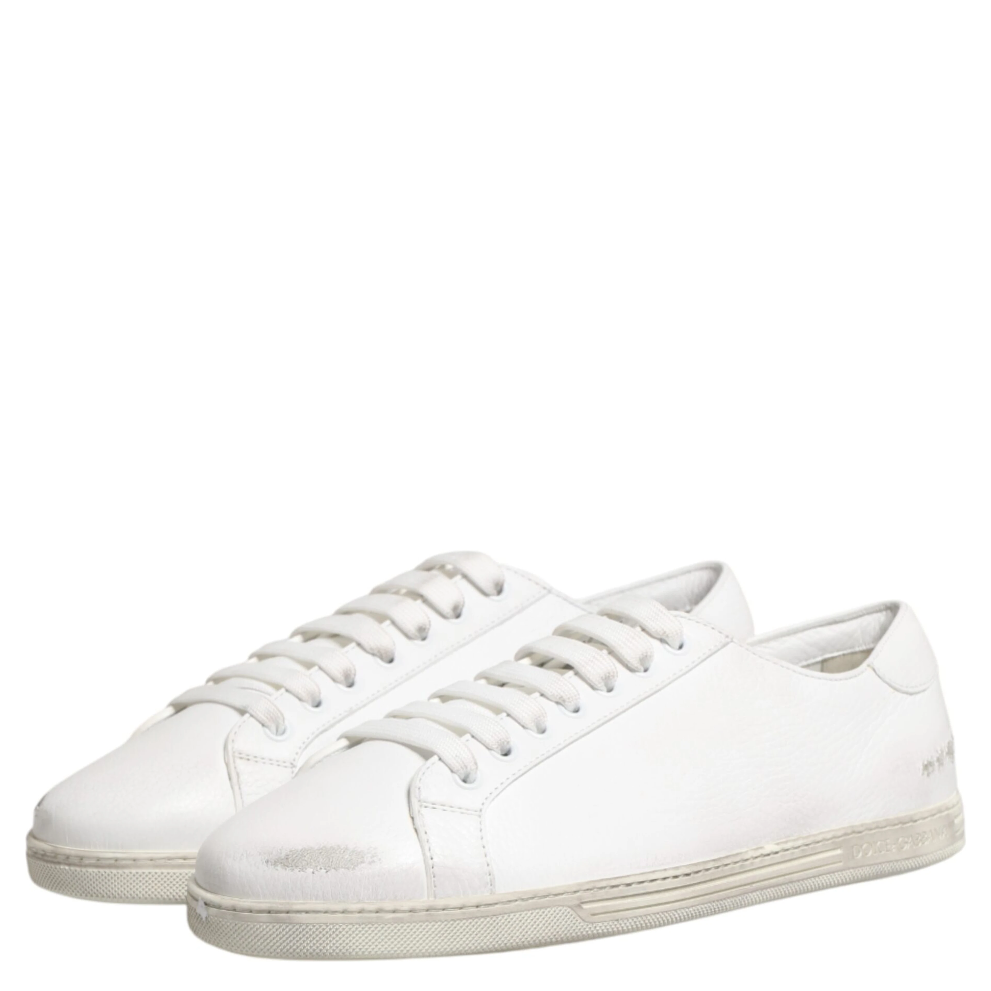 White Bianco Leather Men Low Top Sneakers Shoes