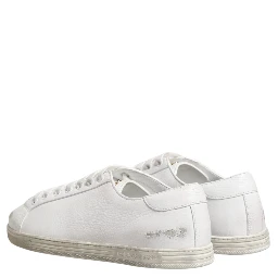 White Bianco Leather Men Low Top Sneakers Shoes