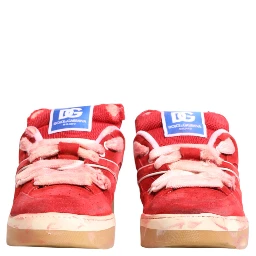 Red White Suede DG Logo Low Top Sneakers Shoes