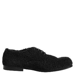 Men Black Riccio Shearling Dress Derby Shoes