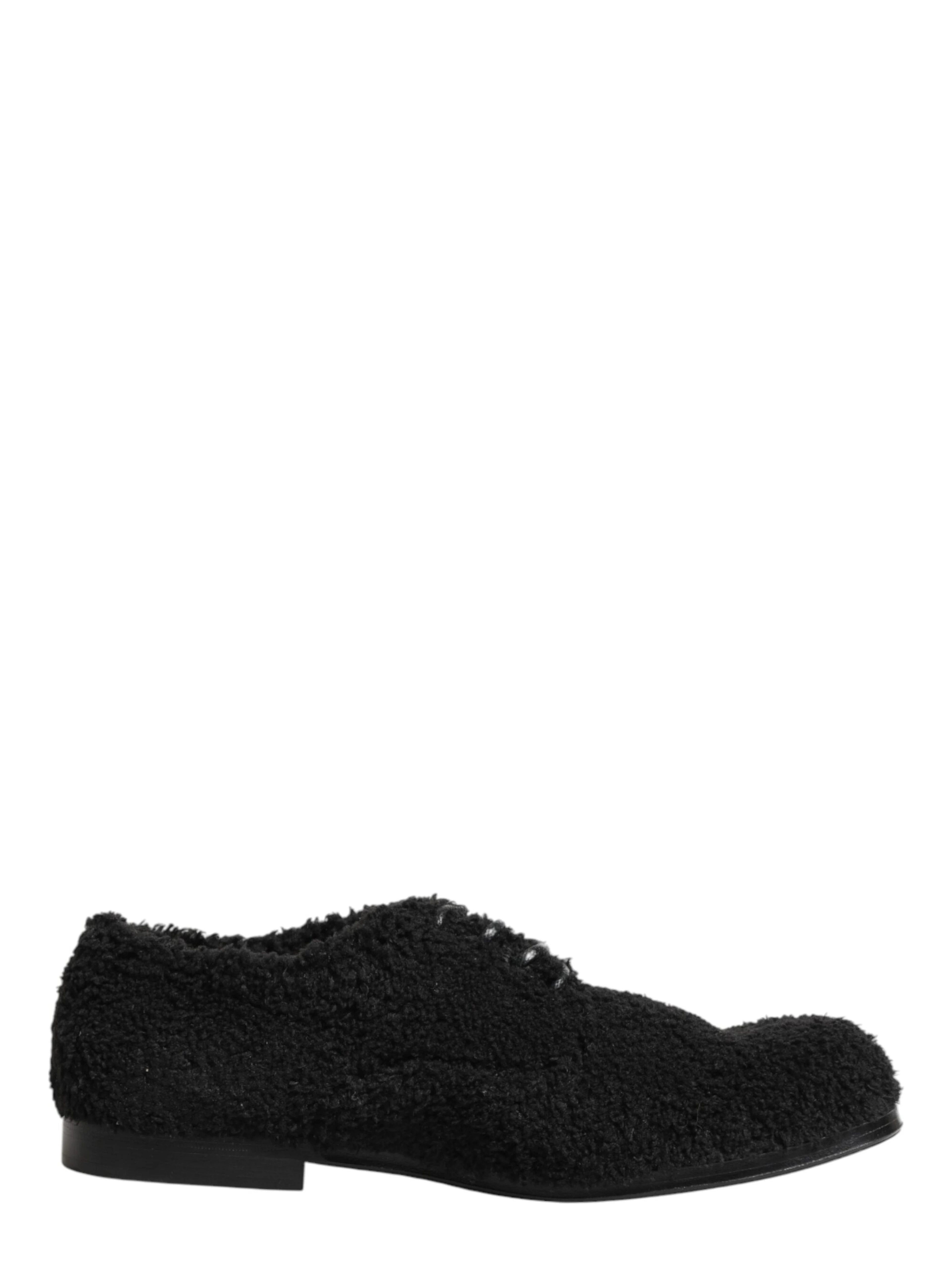 Men Black Riccio Shearling Dress Derby Shoes