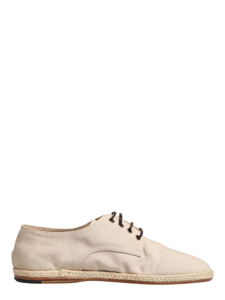 Beige Espadrille Sole Lace Up Canvas Derby Shoes alternative