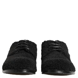 Men Black Riccio Shearling Dress Derby Shoes