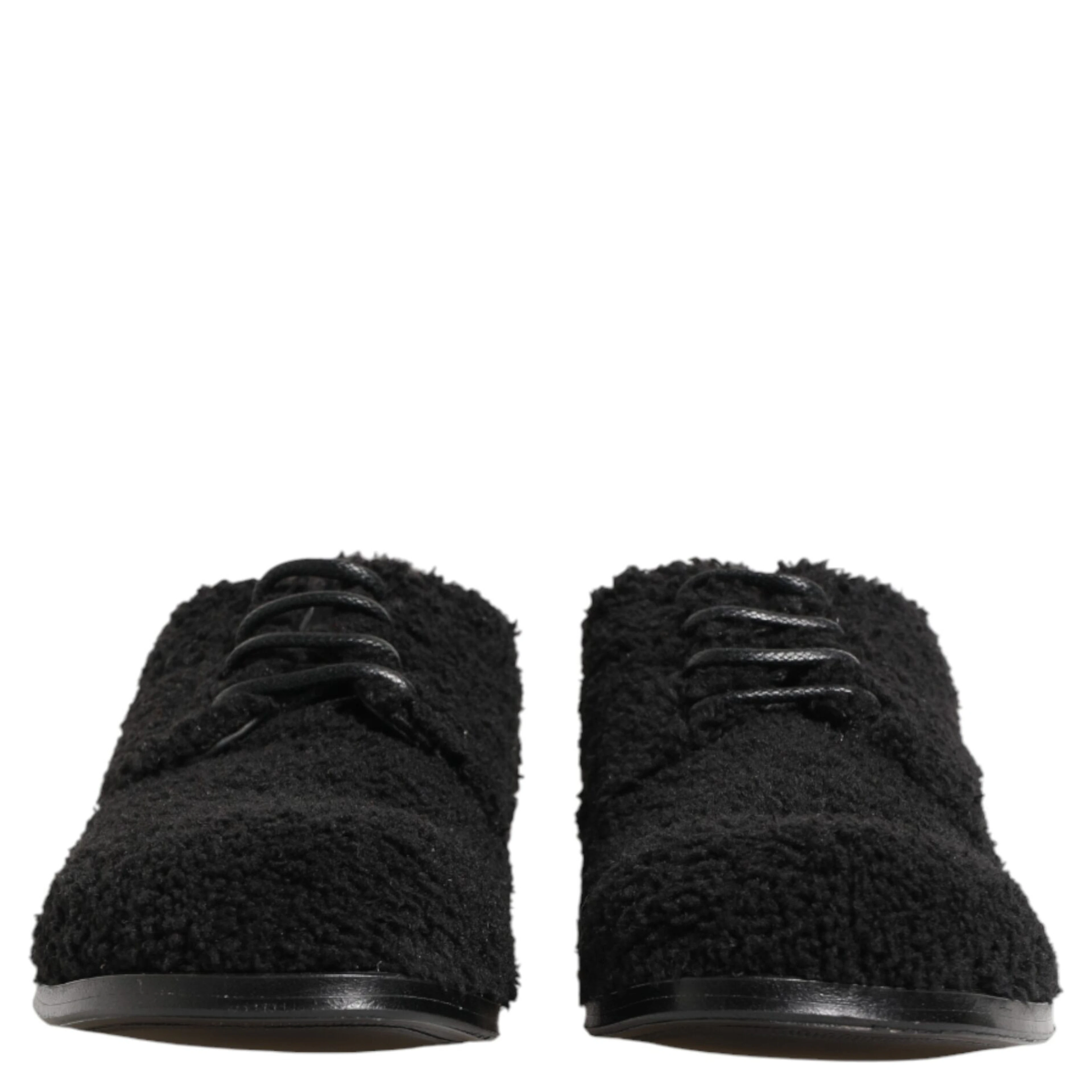 Men Black Riccio Shearling Dress Derby Shoes
