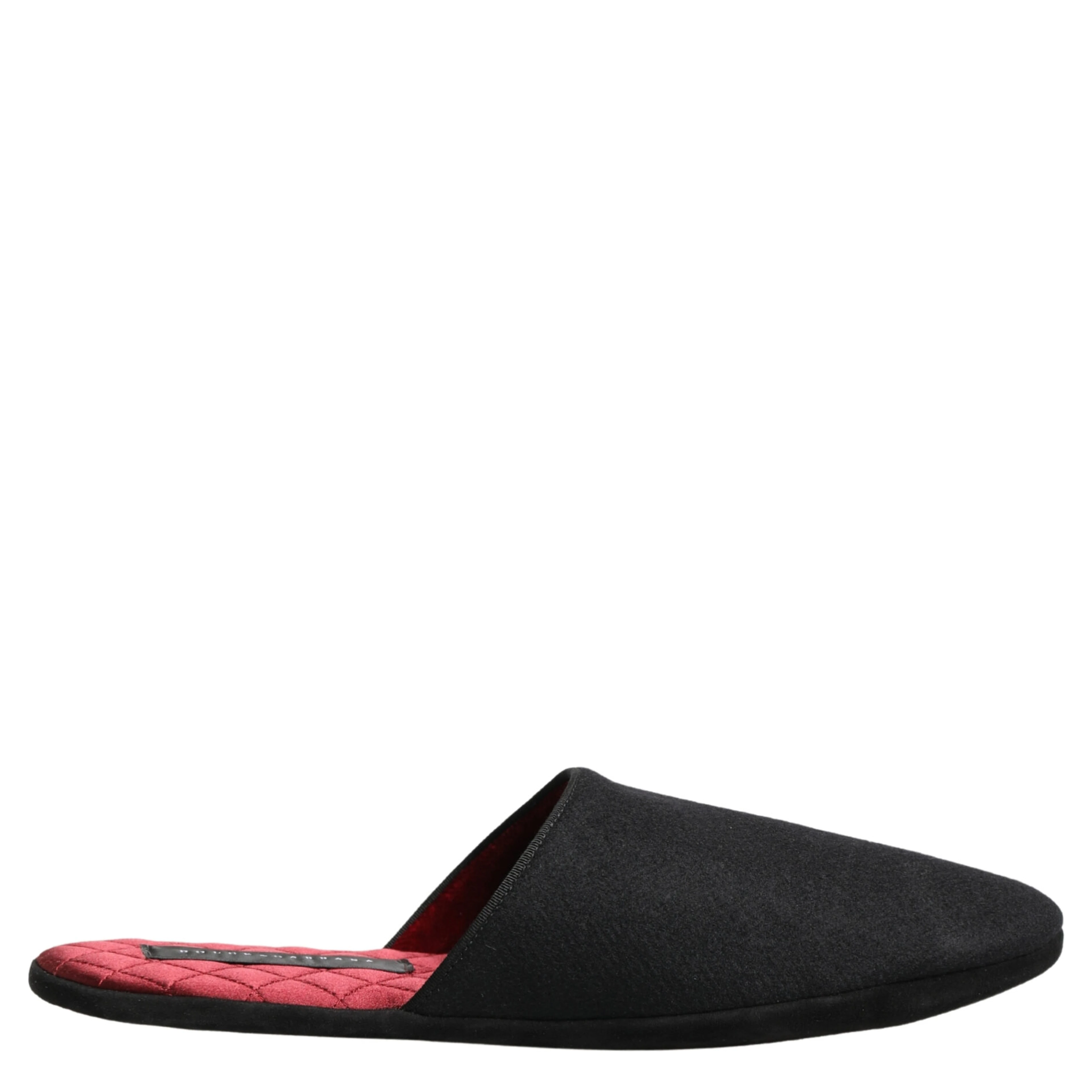 Black Wool Cashmere Red Quilted Slippers Shoes